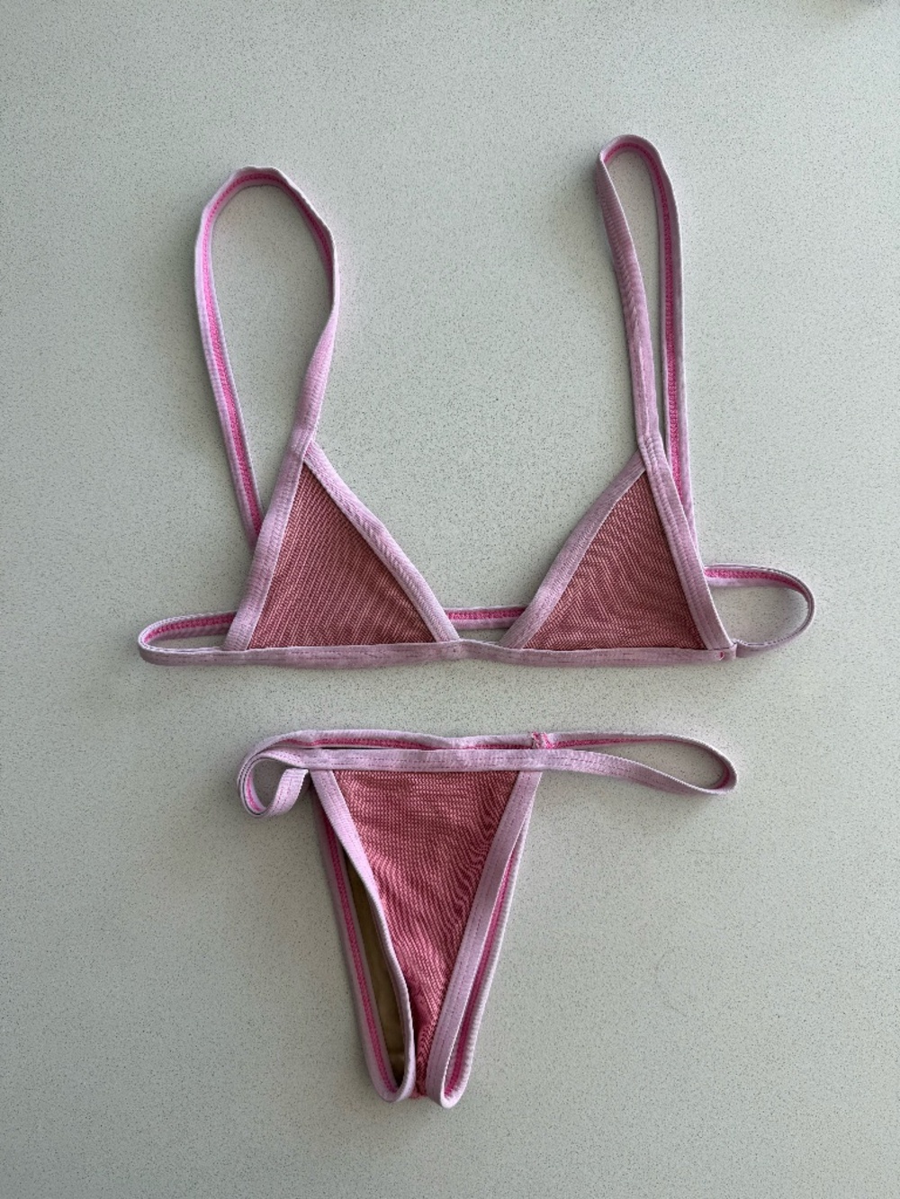 Minemale Animale Pink Mesh Mini Bikini Set size small Micro Bikini
